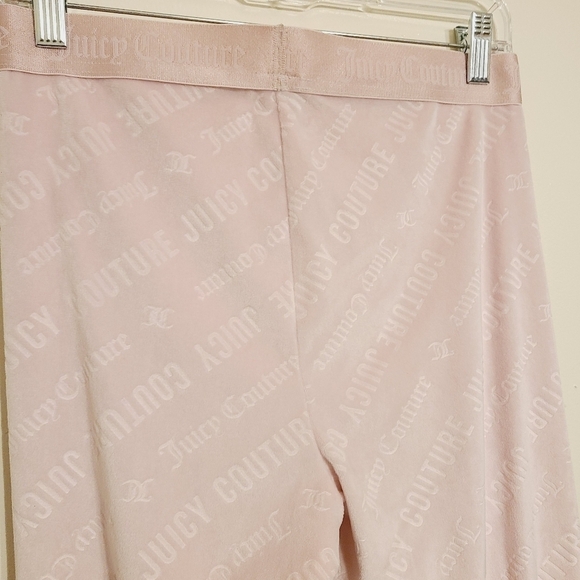Juicy Couture | Women's Light Pink Logo Print Velour PJ Leggings (Size Medium) - Picture 10 of 13